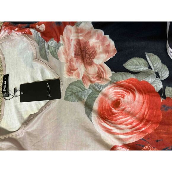 NWT SHEILAY Floral Cold Shoulder Short Sleeve Dress Womens Size S - Picture 2 of 5
